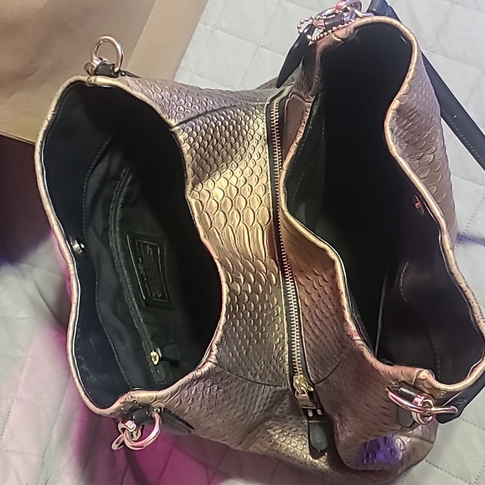 Coach Phoebe Metallic Snakeskin Handbag - Picture 9 of 10